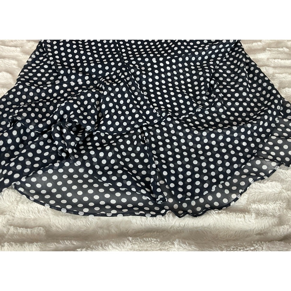 TOMMY HILFIGER Women's Size 14 Navy & White Polka Dot Chiffon High Low Dress - Picture 9 of 15